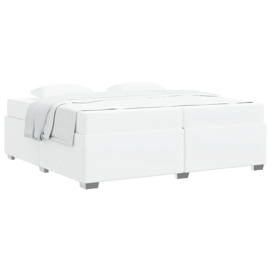 Cadre de lit avec matelas Blanc 200 x 200 cm tissu - 2