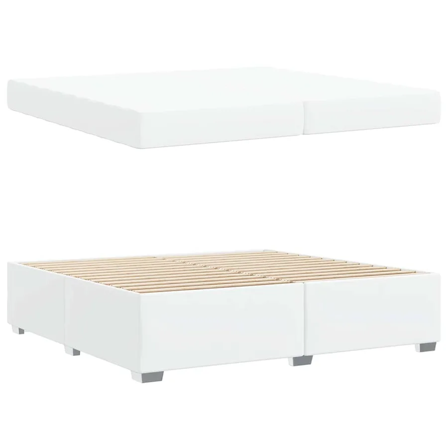 Cadre de lit avec matelas Blanc 200 x 200 cm tissu - 4