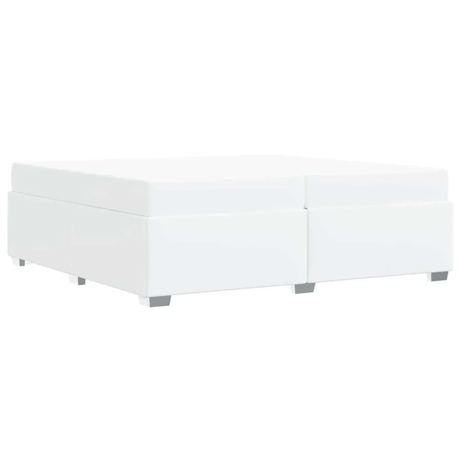 Cadre de lit avec matelas Blanc 200 x 200 cm tissu - 7