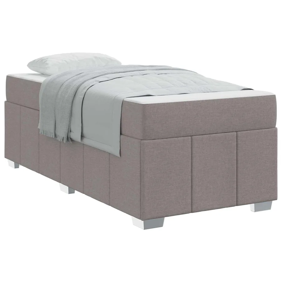 Cadre de lit avec matelas Taupe 120 x 190 cm tissu - 2