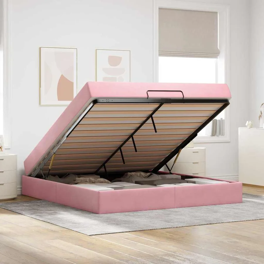 Cadre de lit avec matelas 2 pcs Rose Velours - 3