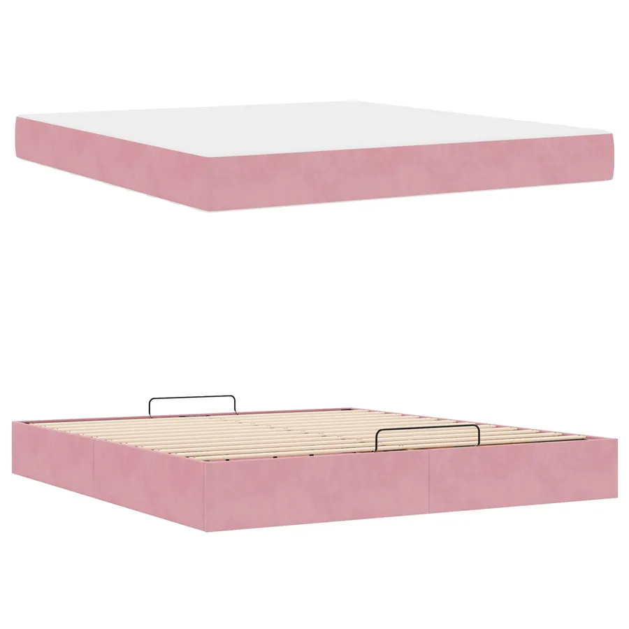 Cadre de lit avec matelas 2 pcs Rose Velours - 5