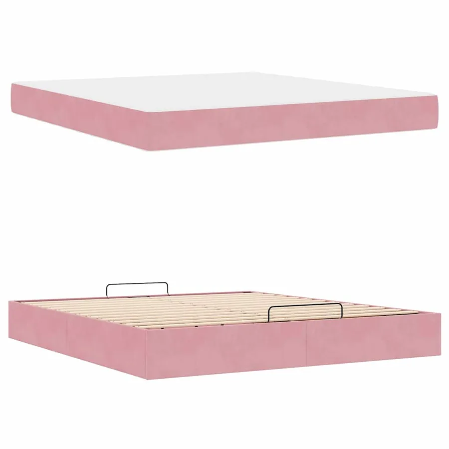 Cadre de lit avec matelas 2 pcs Rose Velours - 6