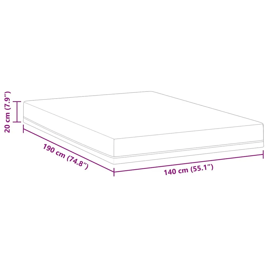 Matelas Blanc et Bleu 140 x 190 cm Tissu jacquard - 12