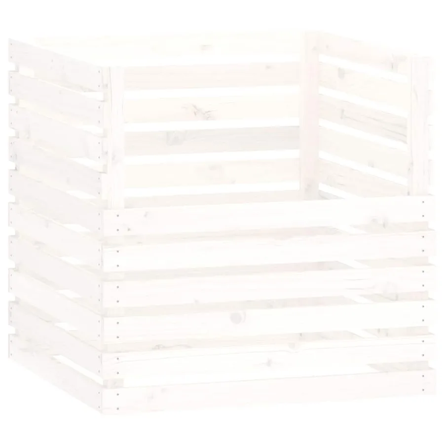 Composteur Blanc 80x80x78 cm Bois massif de pin - 2