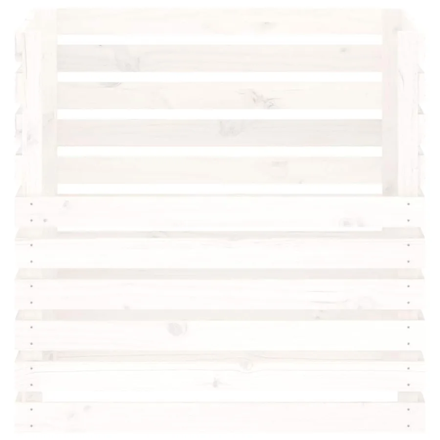 Composteur Blanc 80x80x78 cm Bois massif de pin - 5