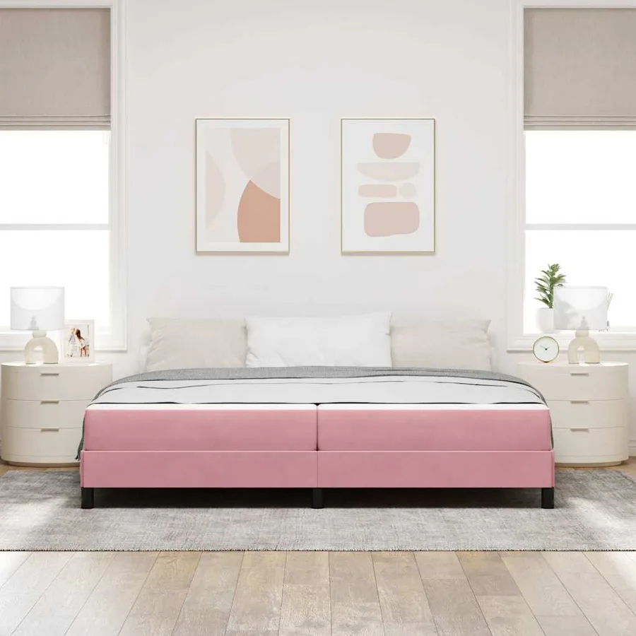 Lit à ressorts avec matelas Rose 200 x 220 cm tissu - 3