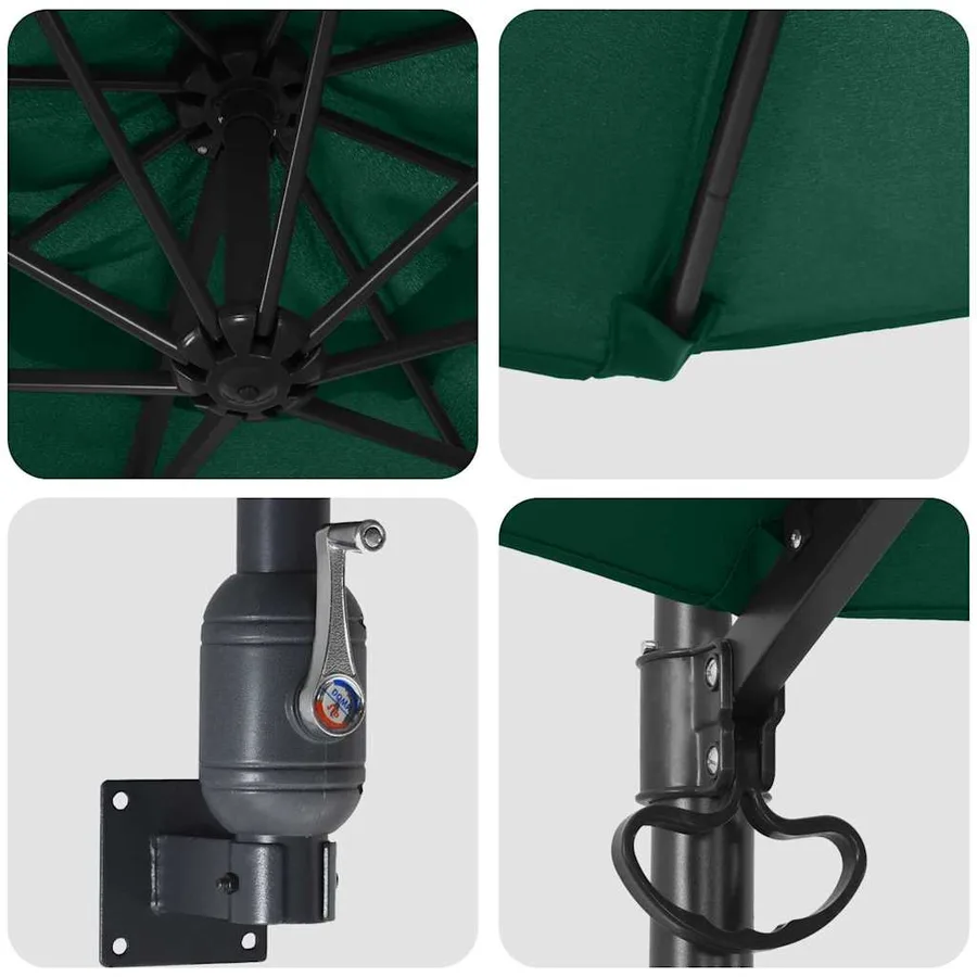 Parasol de jardin Vert 248 x 248 x 148 cm Polyester et Acier - 7