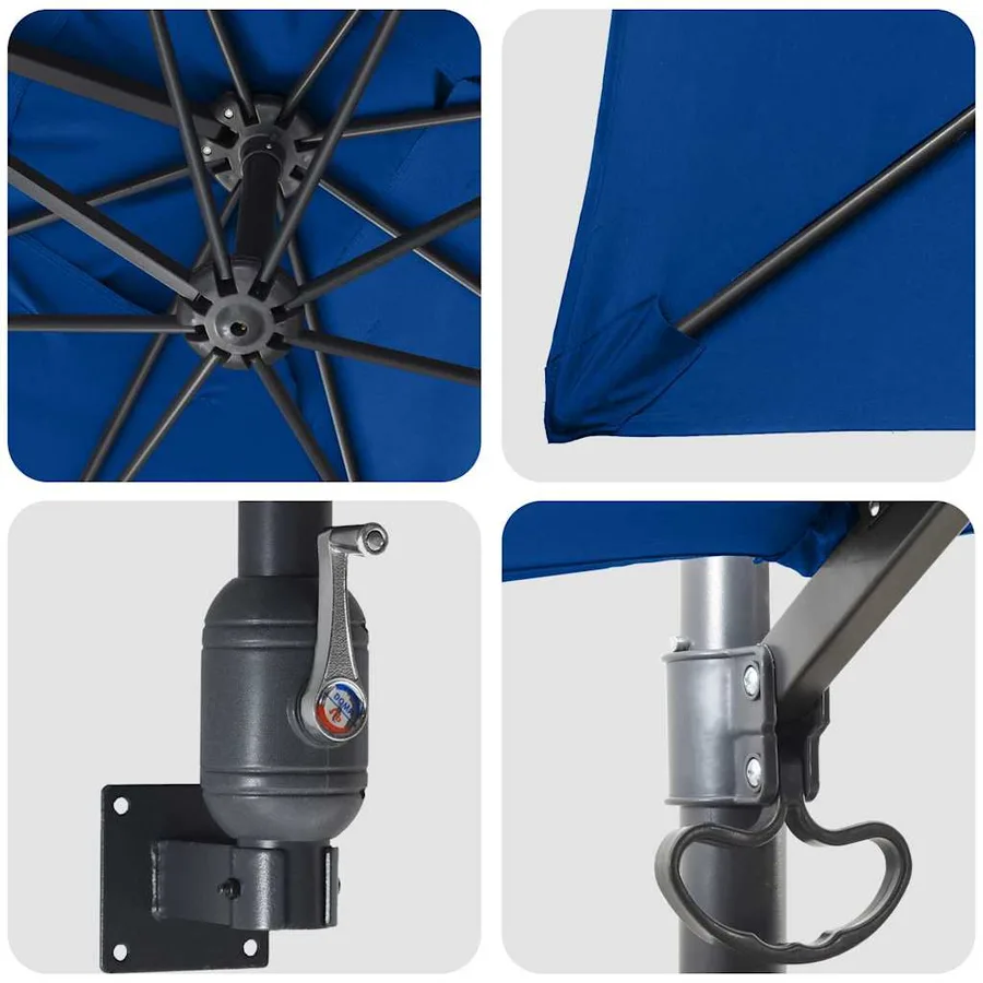 Parasol de jardin 248,5 x 247,5 x 160 cm Polyester et Acier - 7