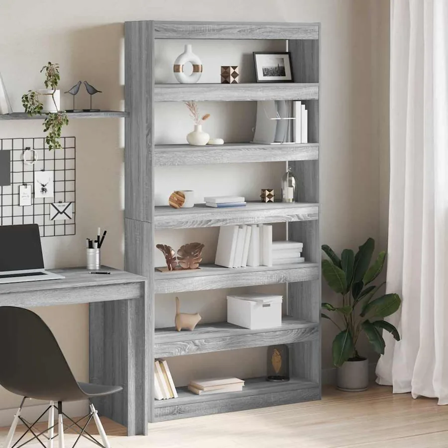 Bibliothèque Gris Sonoma 100 x 30 x 198 cm Bois d'ingénierie