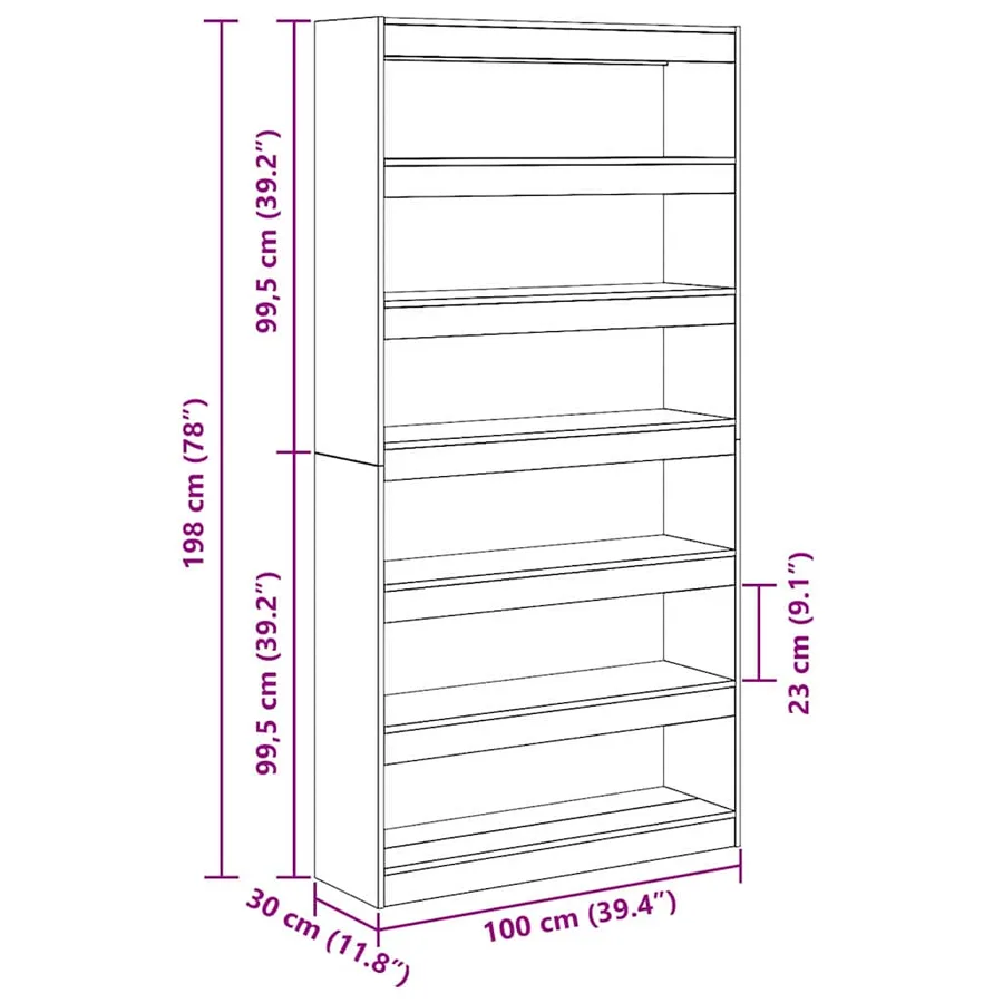 Bibliothèque Gris Sonoma 100 x 30 x 198 cm Bois d'ingénierie - 10
