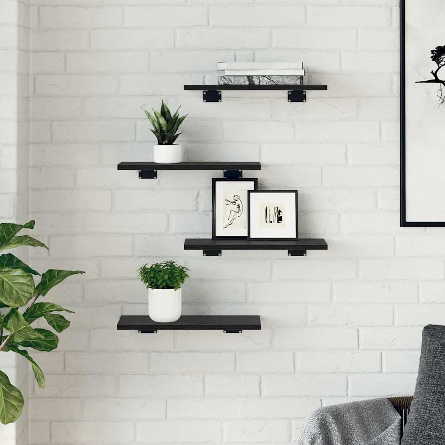 Étagère à livres 4 pcs Noir 40 x 20 x 1,5 cm Bois d'ingénierie - 3