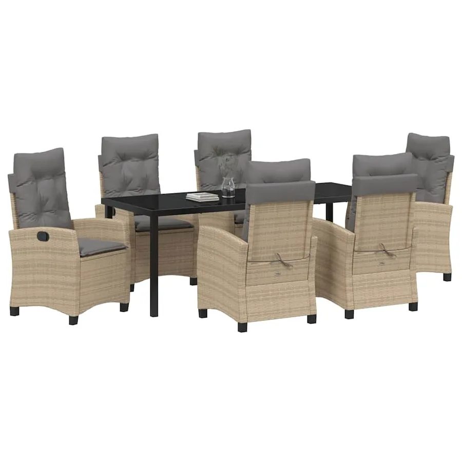Ensemble de salle à manger pour jardin 7 pcs Beige polyrotin - 3