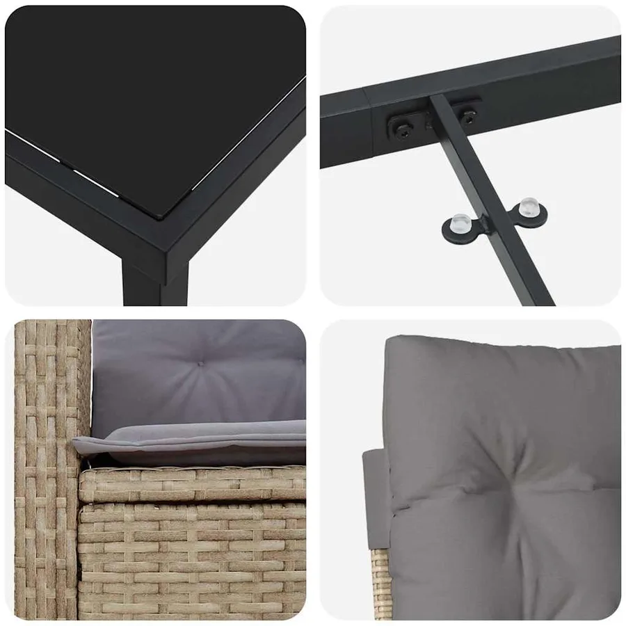 Ensemble de salle à manger pour jardin 7 pcs Beige polyrotin - 9