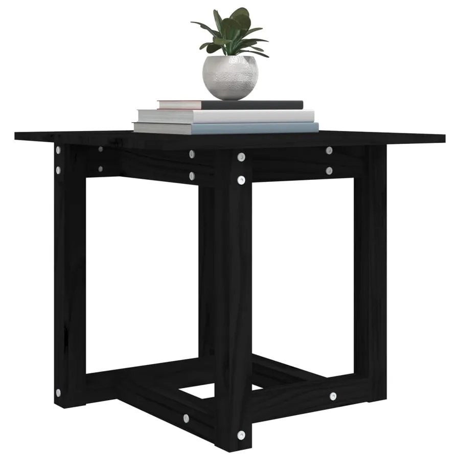 Table basse Noir 50x50x45 cm Bois massif de pin - 5