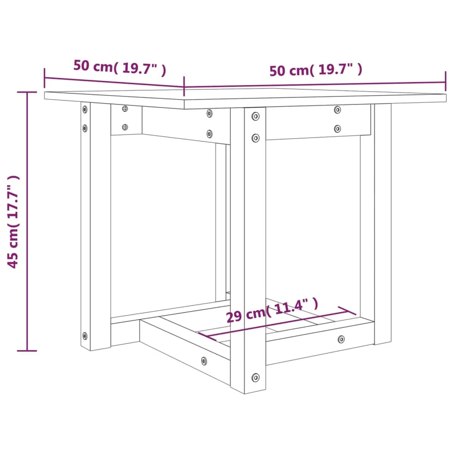 Table basse Noir 50x50x45 cm Bois massif de pin - 7