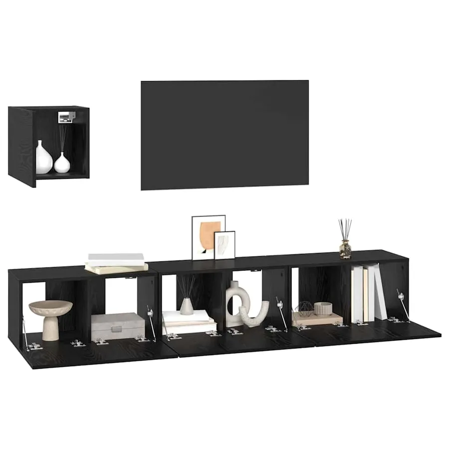 Ensemble meuble TV 4 pcs Chêne noir Bois d'ingénierie - 3