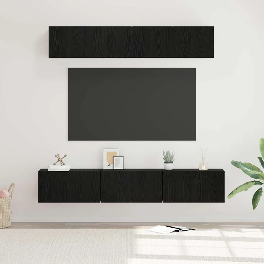 Ensemble meuble TV 5 pcs Chêne noir Bois d'ingénierie