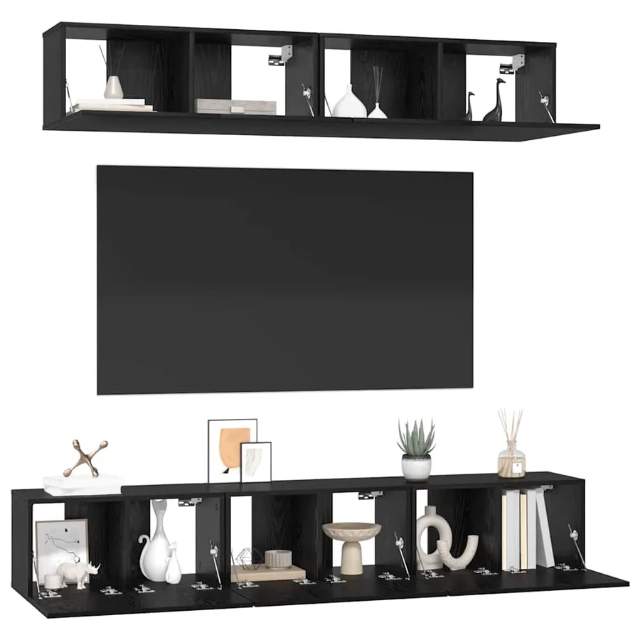 Ensemble meuble TV 5 pcs Chêne noir Bois d'ingénierie - 3