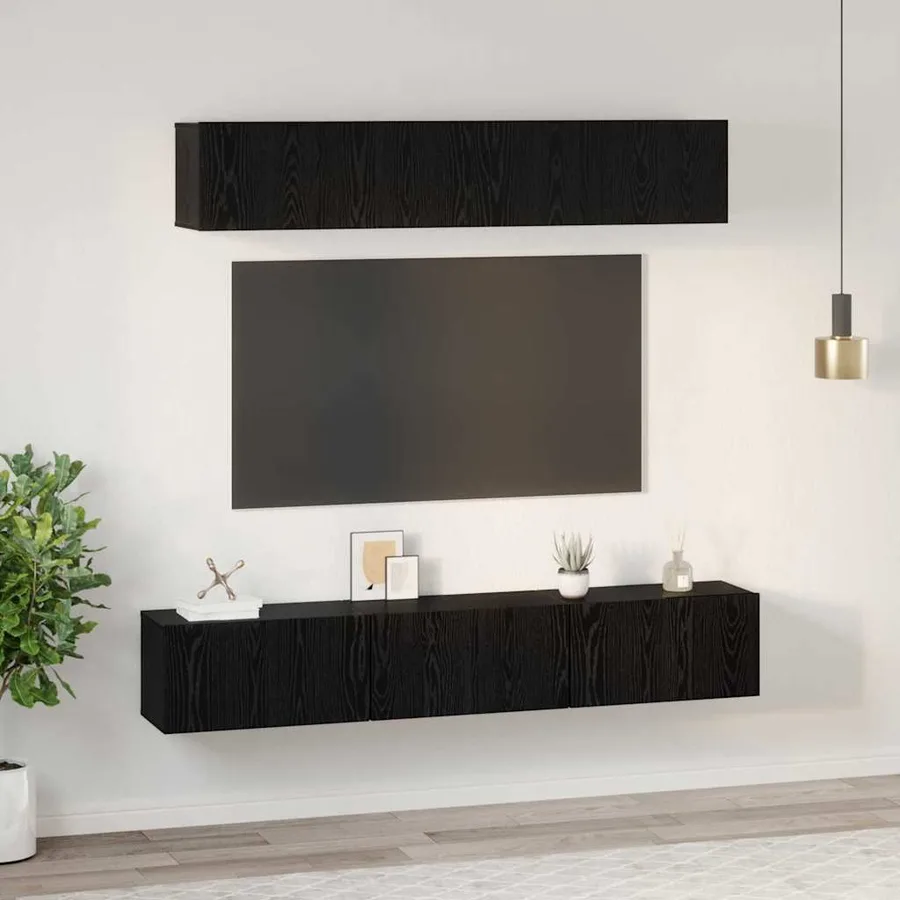 Ensemble meuble TV 5 pcs Chêne noir Bois d'ingénierie - 4