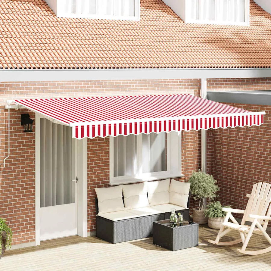 Auvent Rétractable Rouge 400 x 200 cm tissu