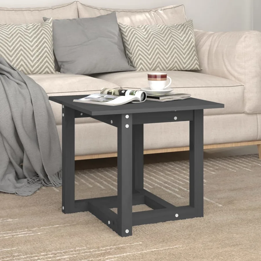 Table basse Gris 50x50x45 cm Bois massif de pin - 4