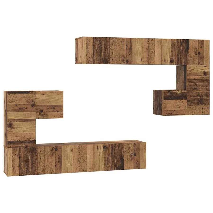 Unites TV Montage mural 4 pcs Bois Ancien Bois d'ingénierie - 2