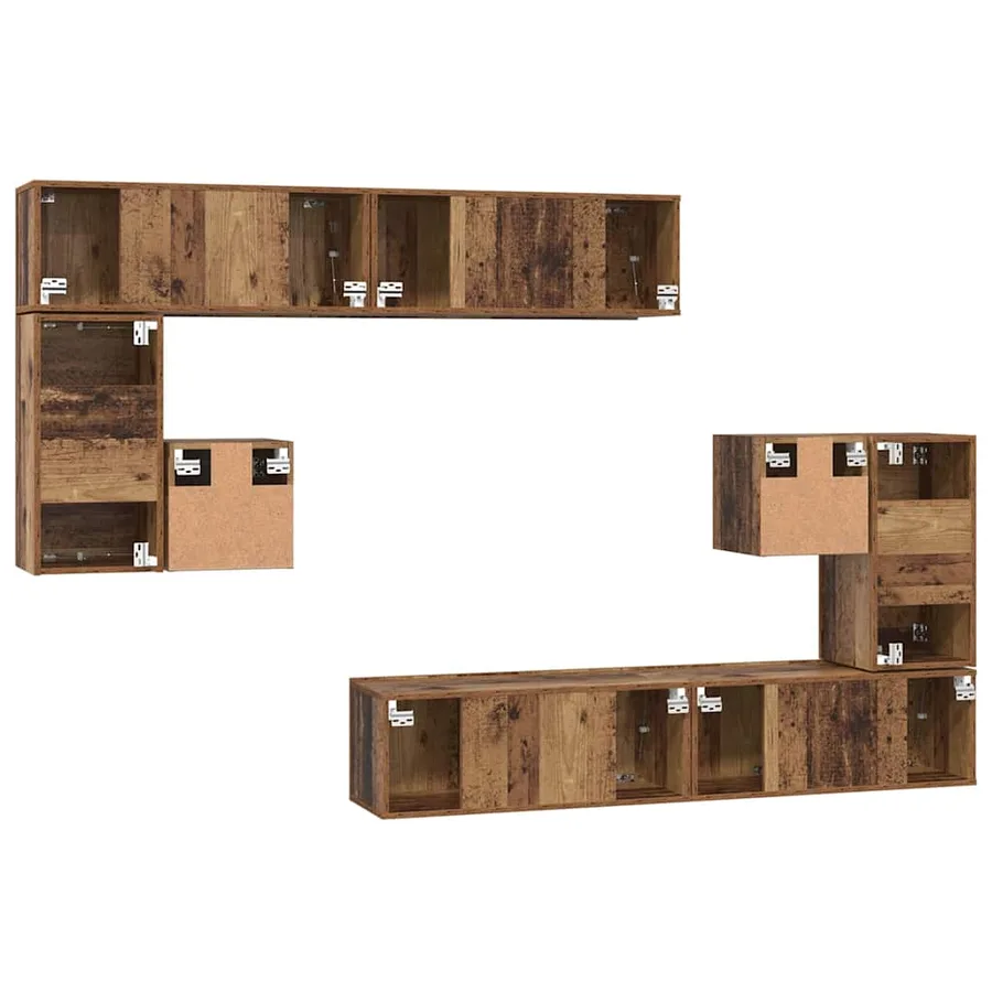 Unites TV Montage mural 4 pcs Bois Ancien Bois d'ingénierie - 8