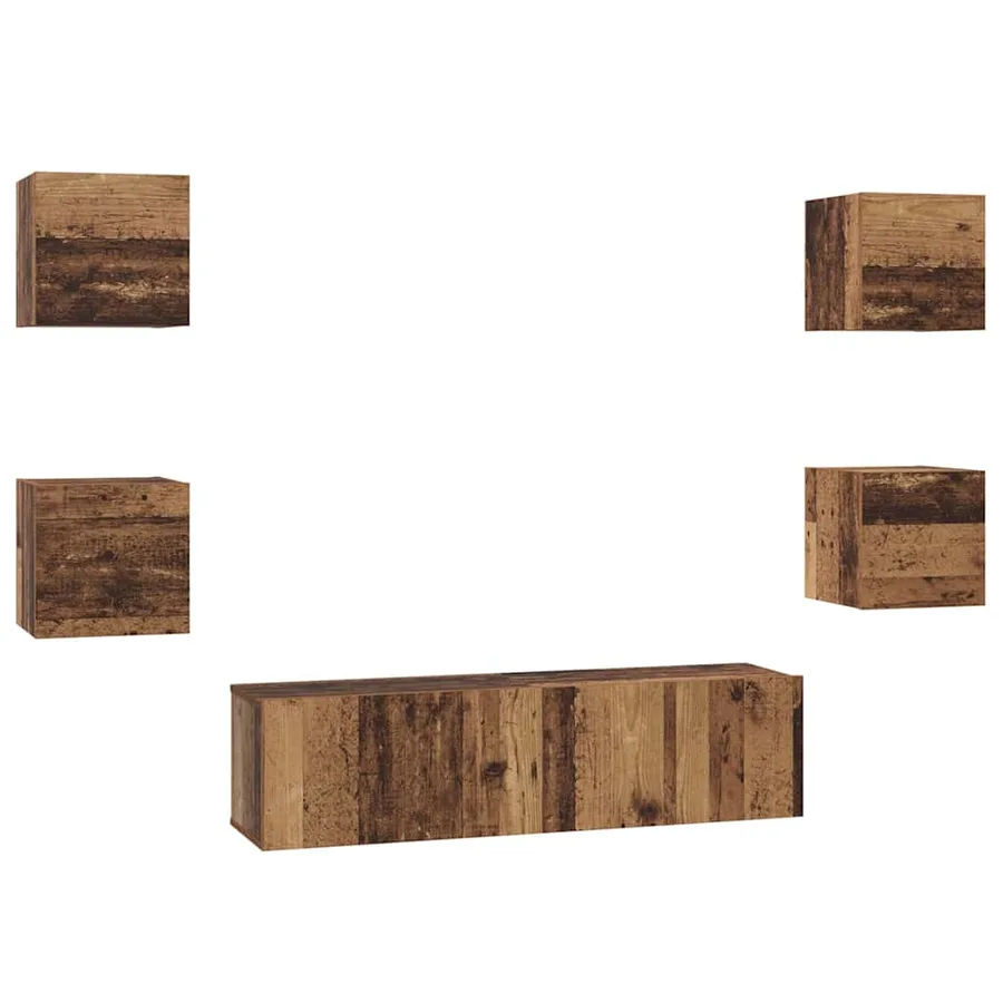 Ensemble meuble TV 6 pcs Bois Ancien Bois d'ingénierie - 2
