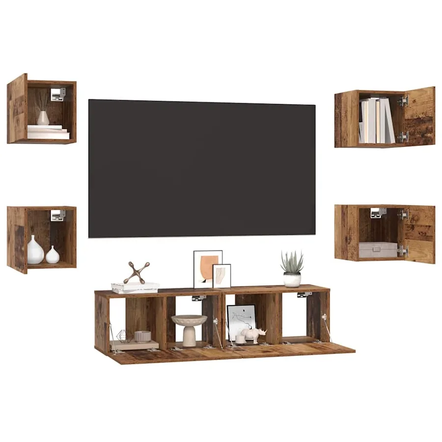 Ensemble meuble TV 6 pcs Bois Ancien Bois d'ingénierie - 3