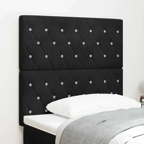 Tête de lit LED avec bandes LED Noir 100 cm Velours