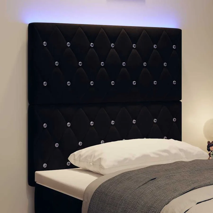 Tête de lit LED avec bandes LED Noir 100 cm Velours - 4