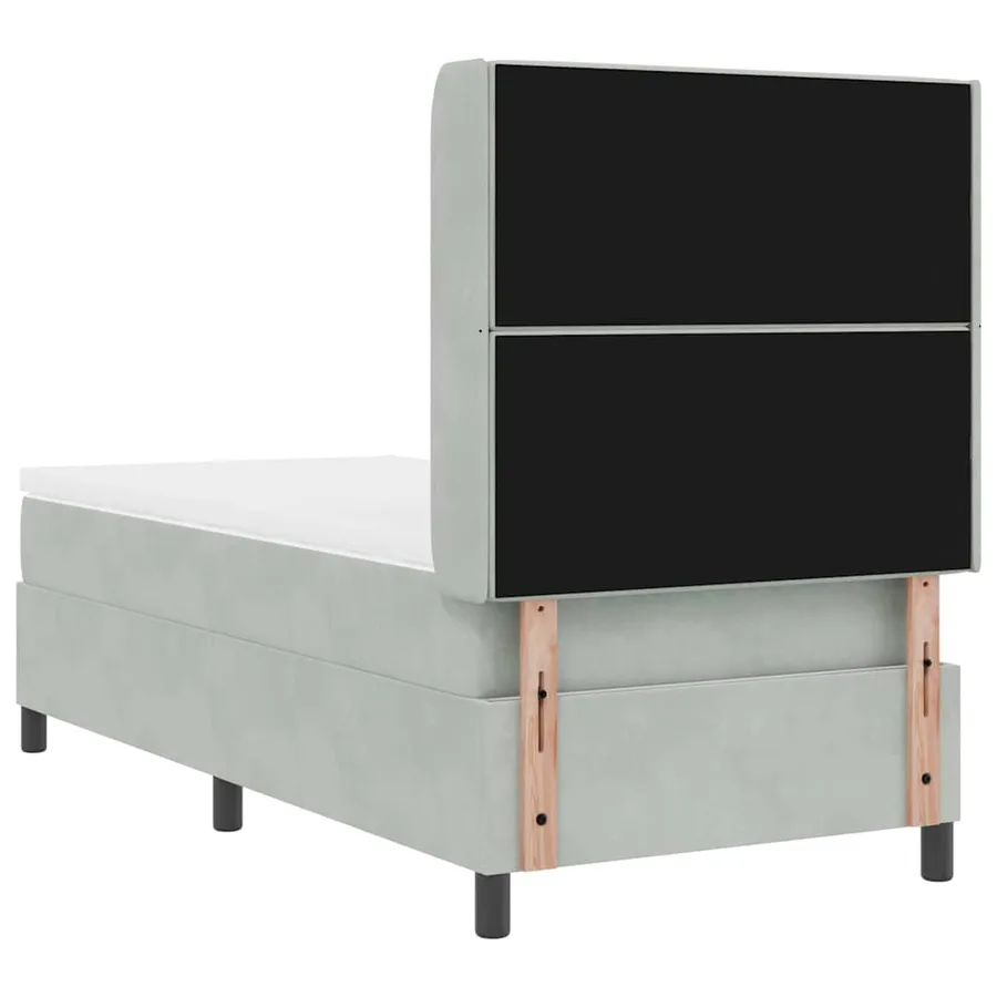Lit à ressorts avec matelas Gris clair 100 x 200 cm Velours - 8