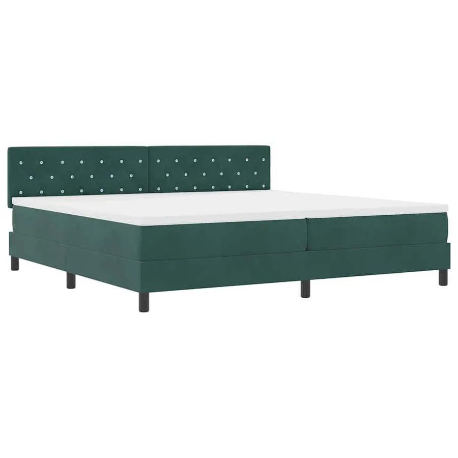 Lit à ressort LED avec matelas Vert foncé 200 x 200 cm Velours - 2