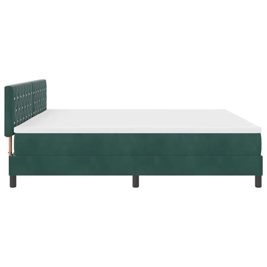Lit à ressort LED avec matelas Vert foncé 200 x 200 cm Velours - 9