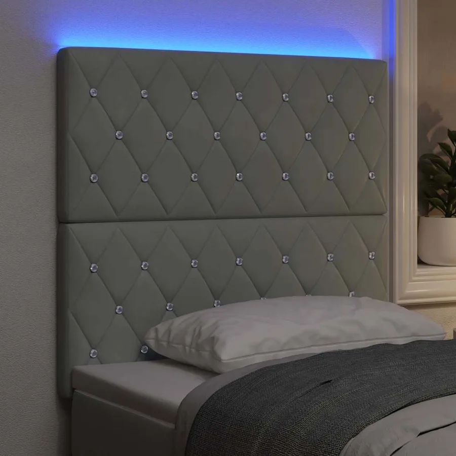 Tête de lit LED avec bandes LED Gris clair 100 cm Velours - 4