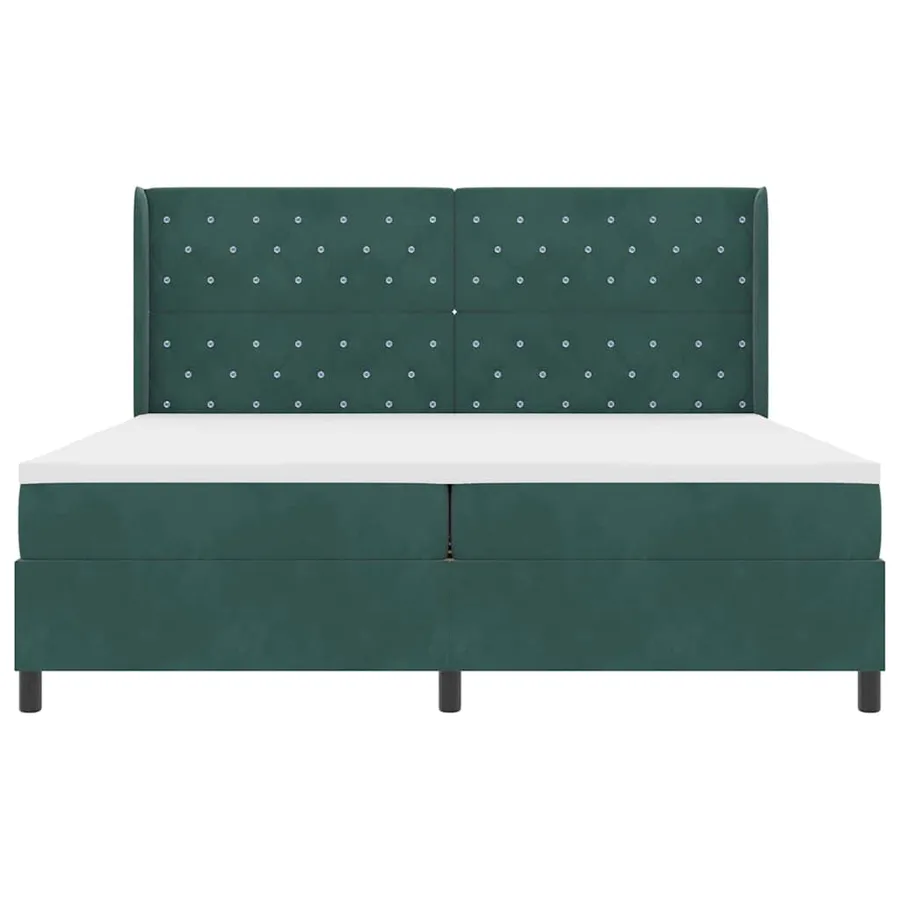 Lit à ressorts avec matelas Vert foncé 200 x 200 cm Velours - 7