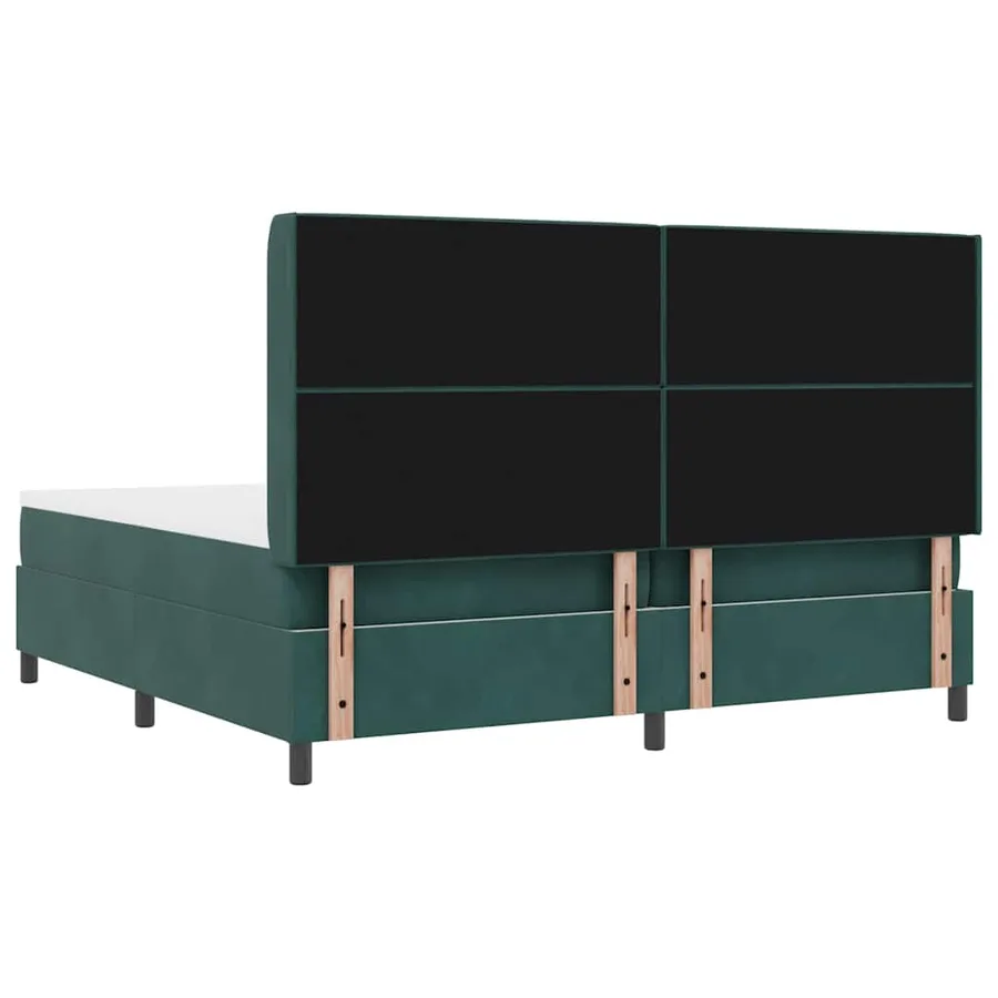 Lit à ressorts avec matelas Vert foncé 200 x 200 cm Velours - 9