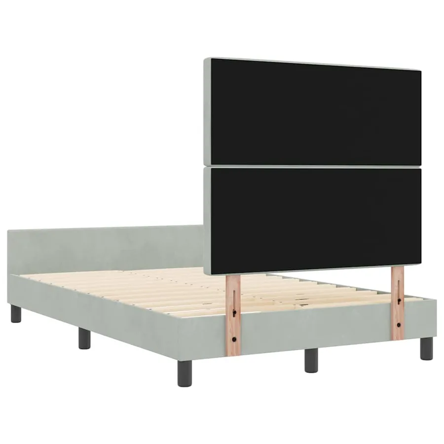 Lit à ressorts avec tête de lit Gris clair 120 x 200 cm Velours - 9