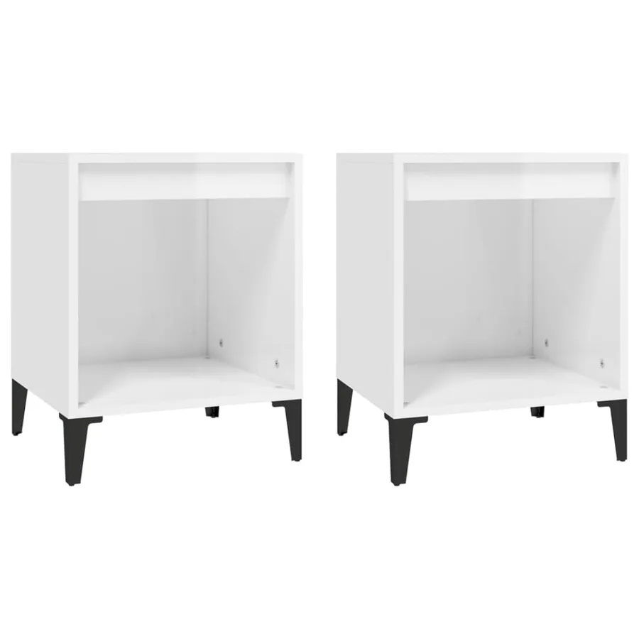 Tables de chevet 2 pcs Blanc brillant 40x35x50 cm - 2