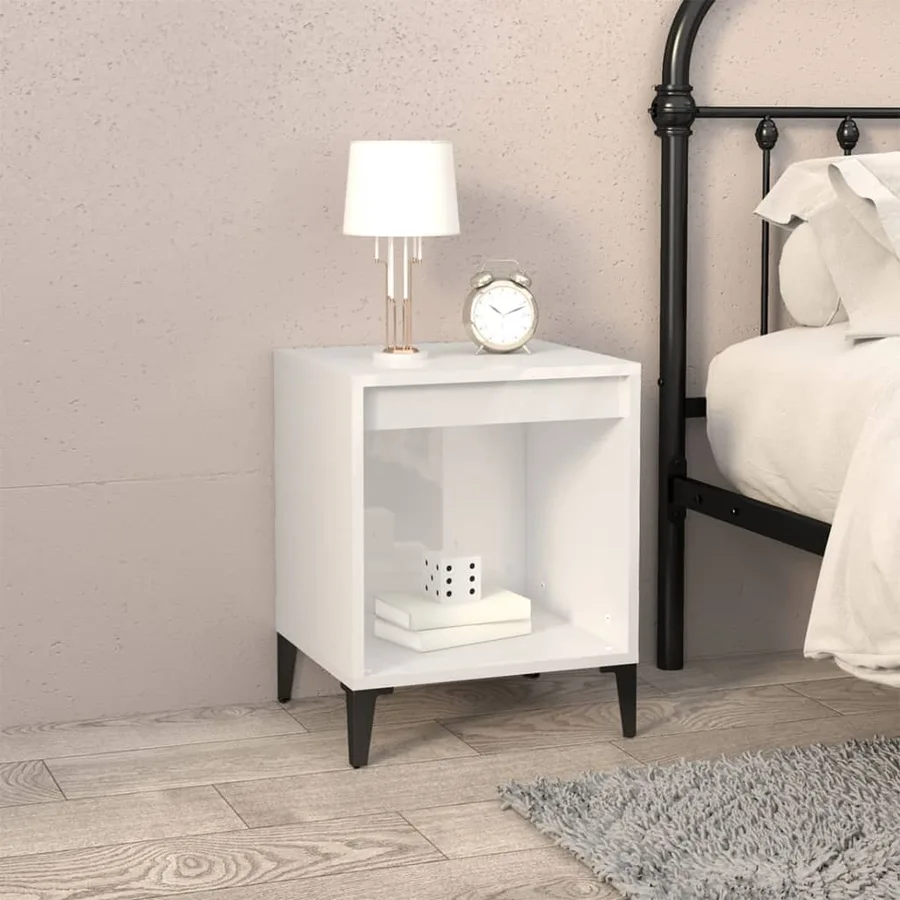 Tables de chevet 2 pcs Blanc brillant 40x35x50 cm - 3