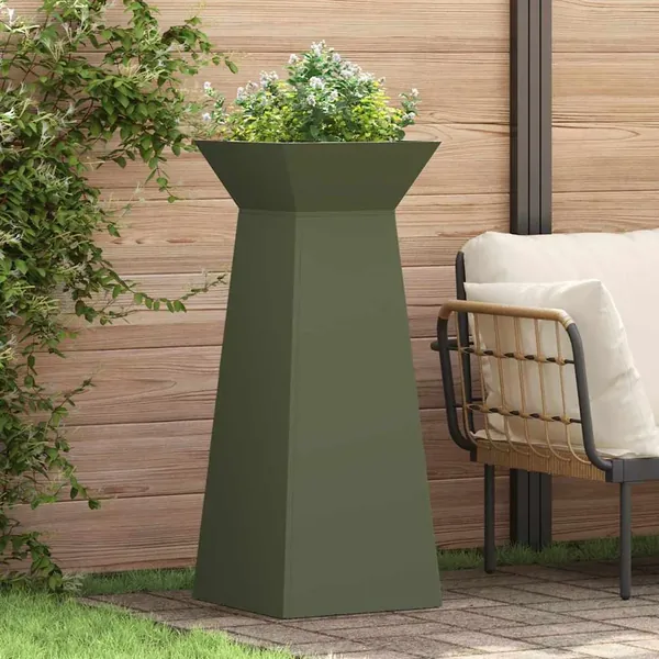 Jardinière à pilier 2 pc Olive 40 x 40 x 100 cm