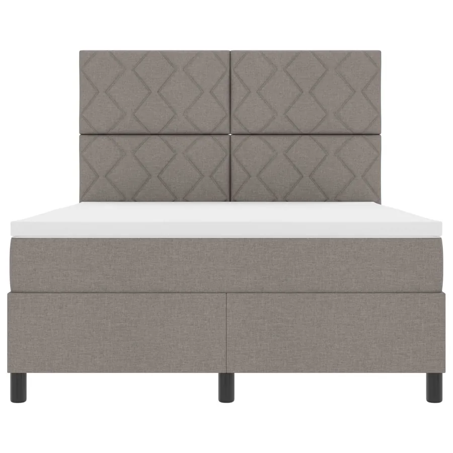 Lit à ressorts avec bandes LED Taupe 160 x 200 cm tissu