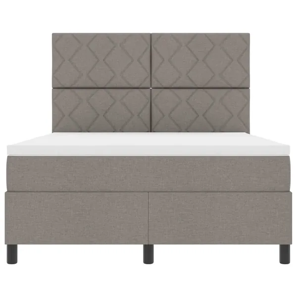 Lit à ressorts avec bandes LED Taupe 160 x 200 cm tissu
