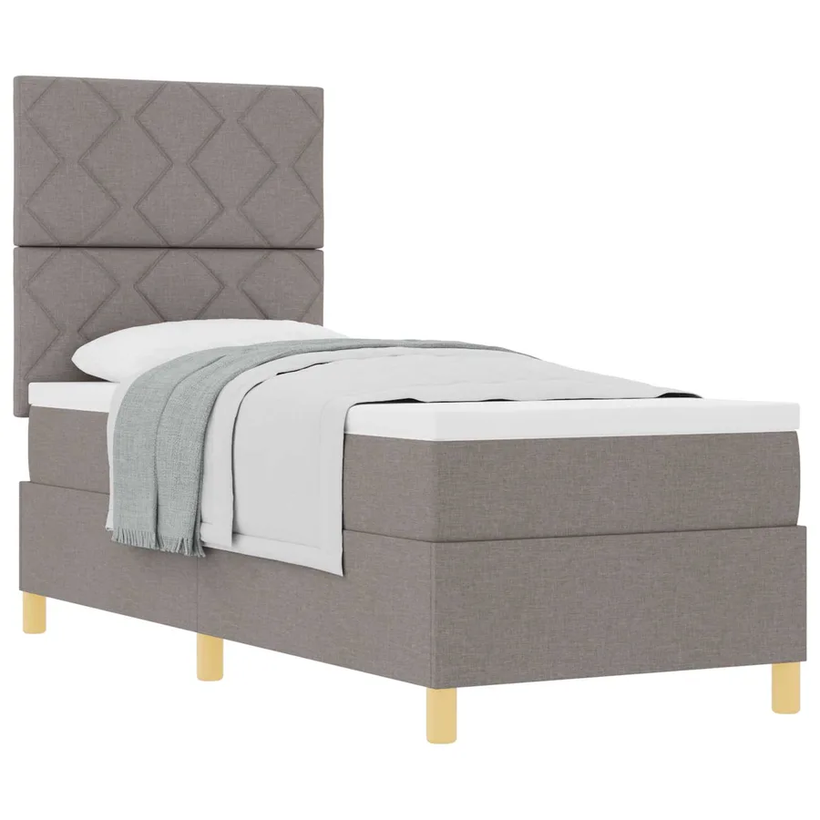 Lit à ressorts avec tête de lit Taupe 80 x 200 cm tissu - 2