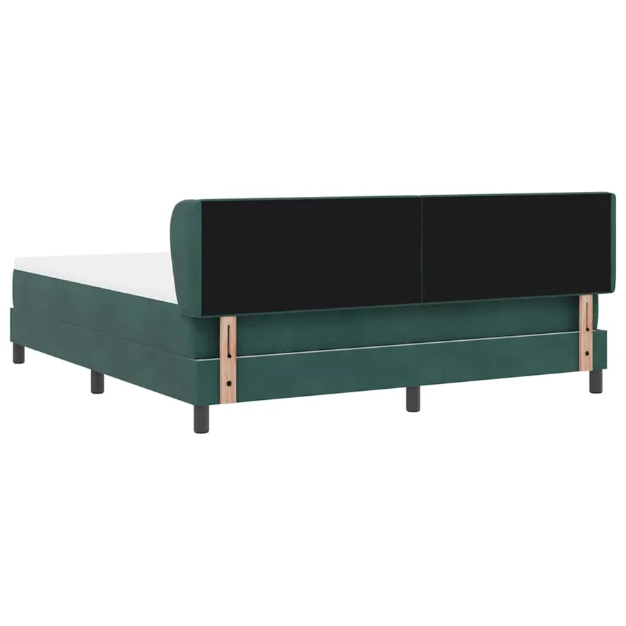 Lit à ressorts avec tête de lit Vert foncé 180 x 200 cm Velours - 9