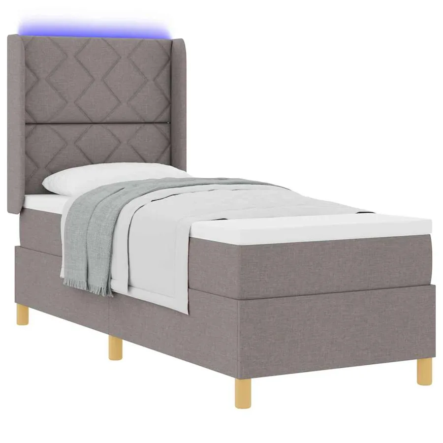 Lit à ressorts avec bandes LED Taupe 80 x 200 cm tissu - 3