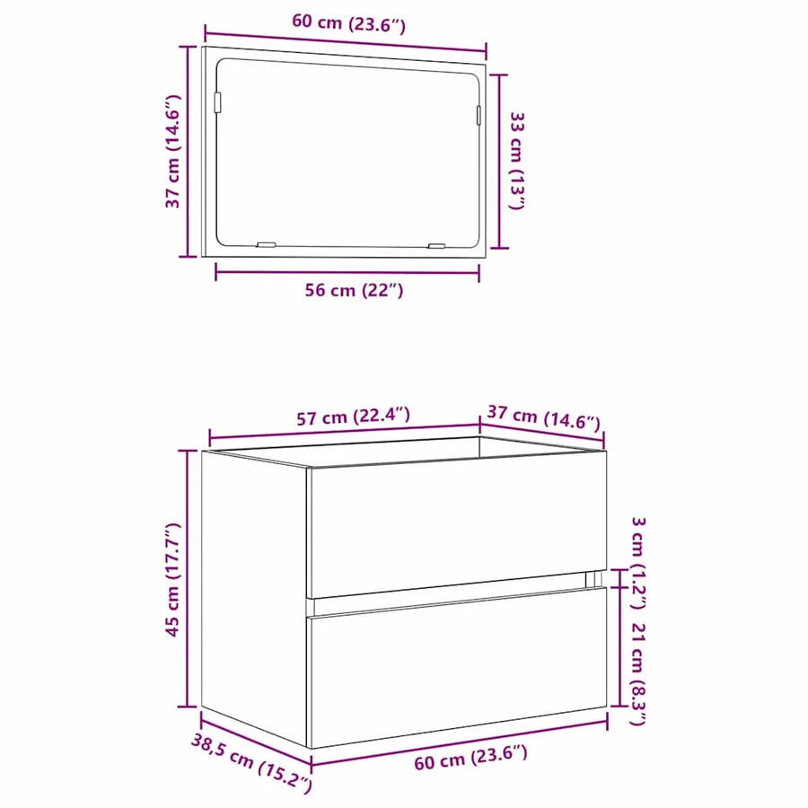 Ensemble de mobilier de salle de bain 2 pc Chêne artisanal - 17