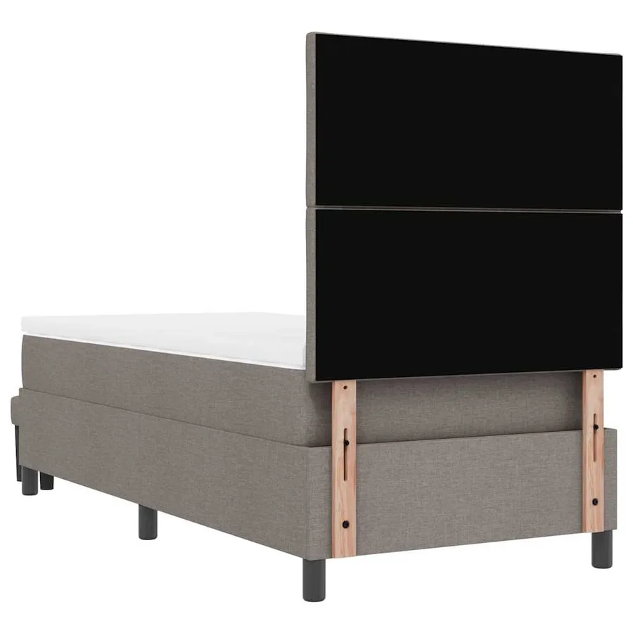 Lit à ressorts avec tête de lit Taupe 100 x 200 cm tissu - 10
