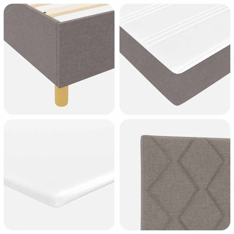 Lit à ressorts avec tête de lit Taupe 100 x 200 cm tissu - 11